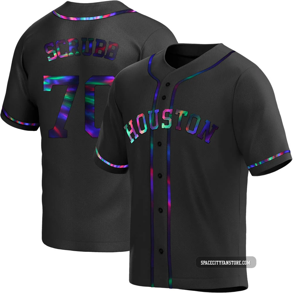 Men's Andre Scrubb Houston Astros ＃70 Black Replica - Holographic Alternate Jersey