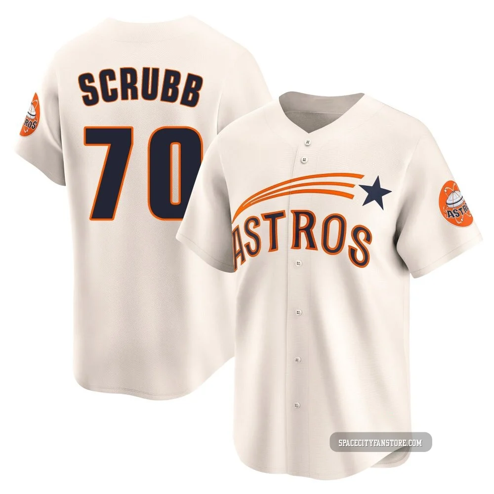 Men's Andre Scrubb Houston Astros ＃70 Cream Limited - Throwback Cooperstown Collection Jersey