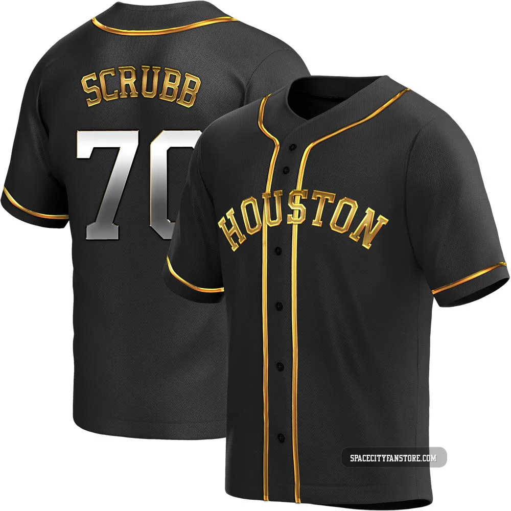 Men's Andre Scrubb Houston Astros ＃70 Gold Replica - Black en Alternate Jersey