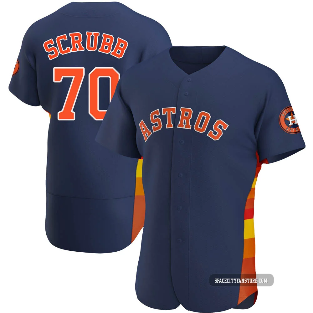 Men's Andre Scrubb Houston Astros ＃70 Navy Authentic - Alternate Jersey