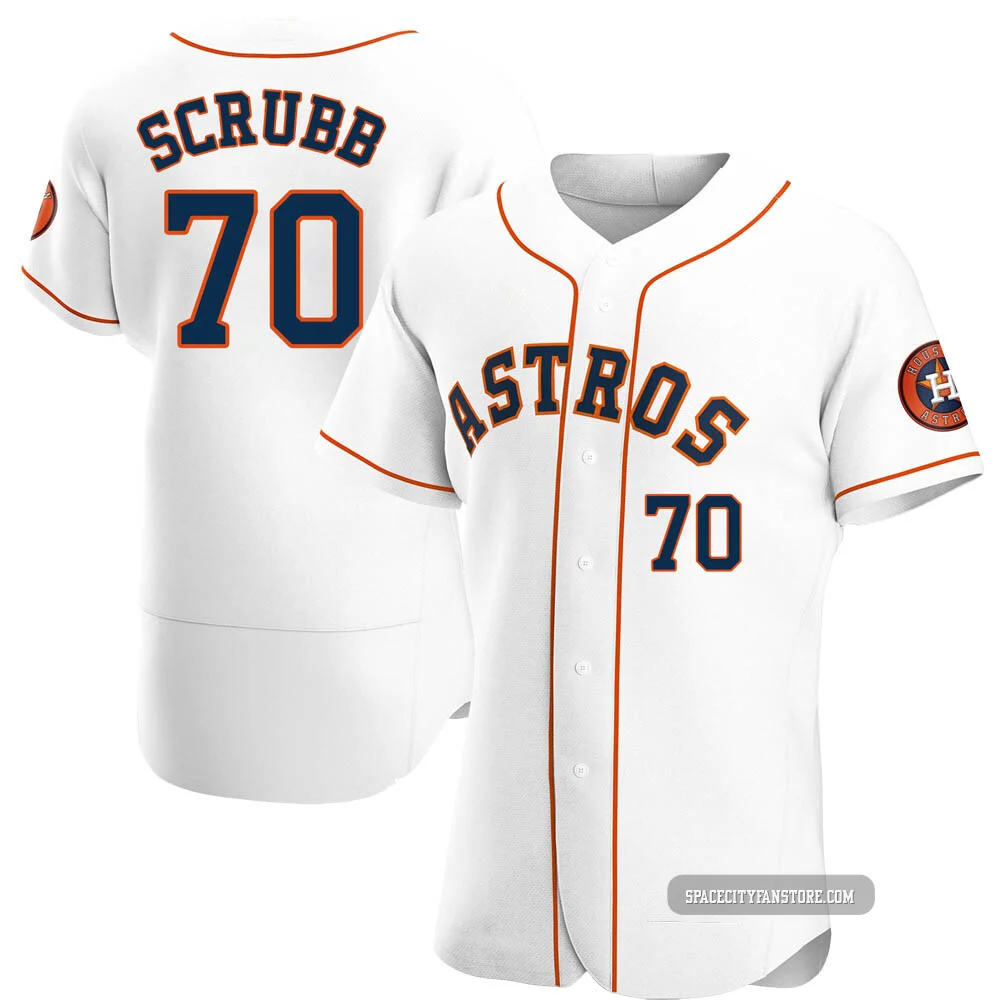 Men's Andre Scrubb Houston Astros ＃70 White Authentic - Home Jersey