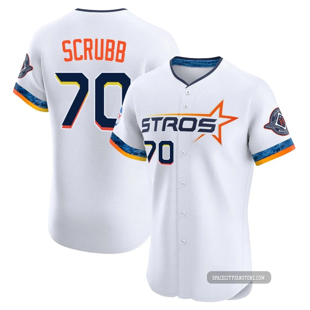 Men's Andre Scrubb Houston Astros ＃70 White Elite - 2025 City Connect Jersey