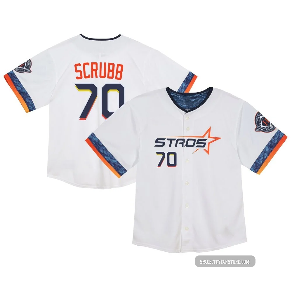 Men's Andre Scrubb Houston Astros ＃70 White Limited - Toddler 2025 City Connect Jersey