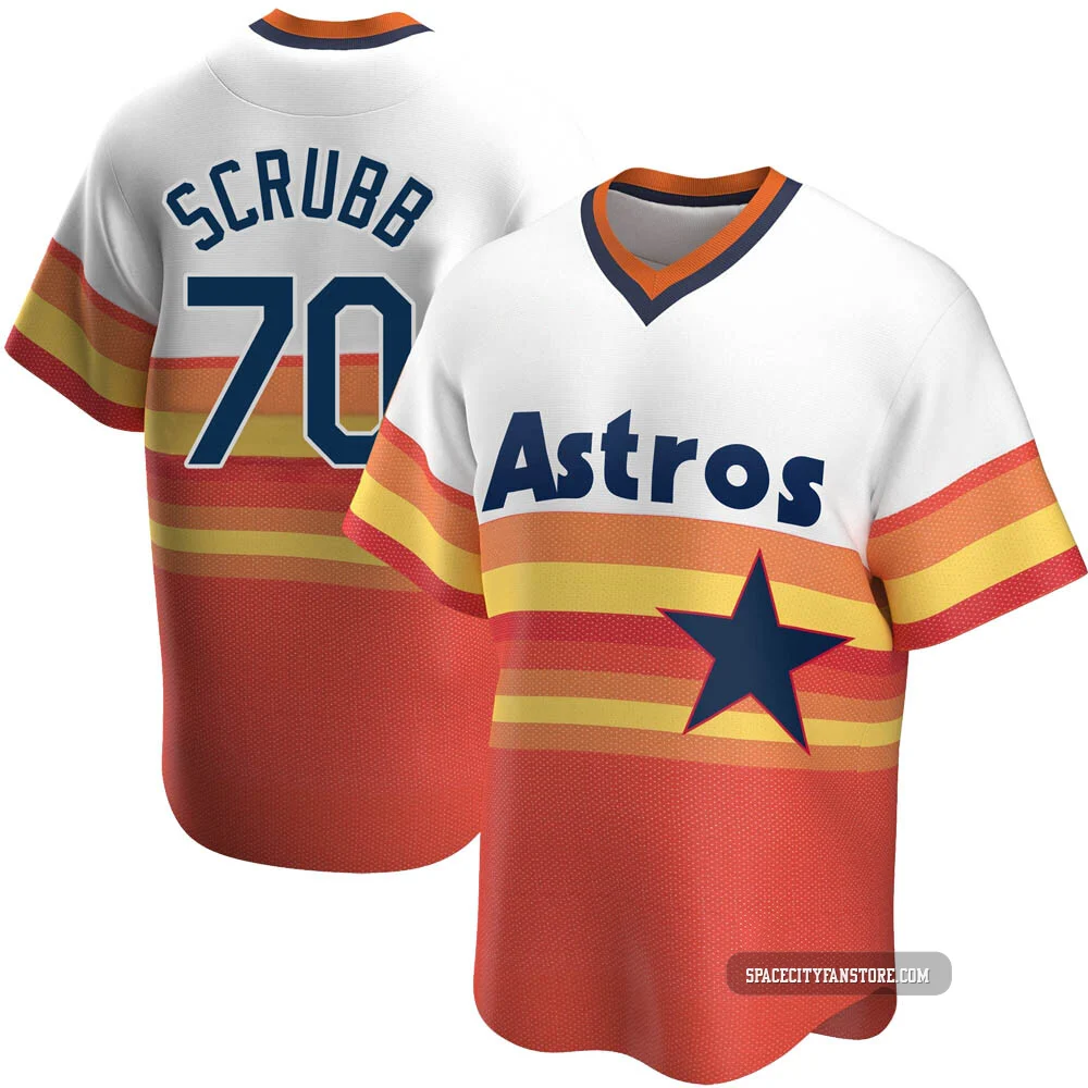 Men's Andre Scrubb Houston Astros ＃70 White Replica - Home Cooperstown Collection Jersey