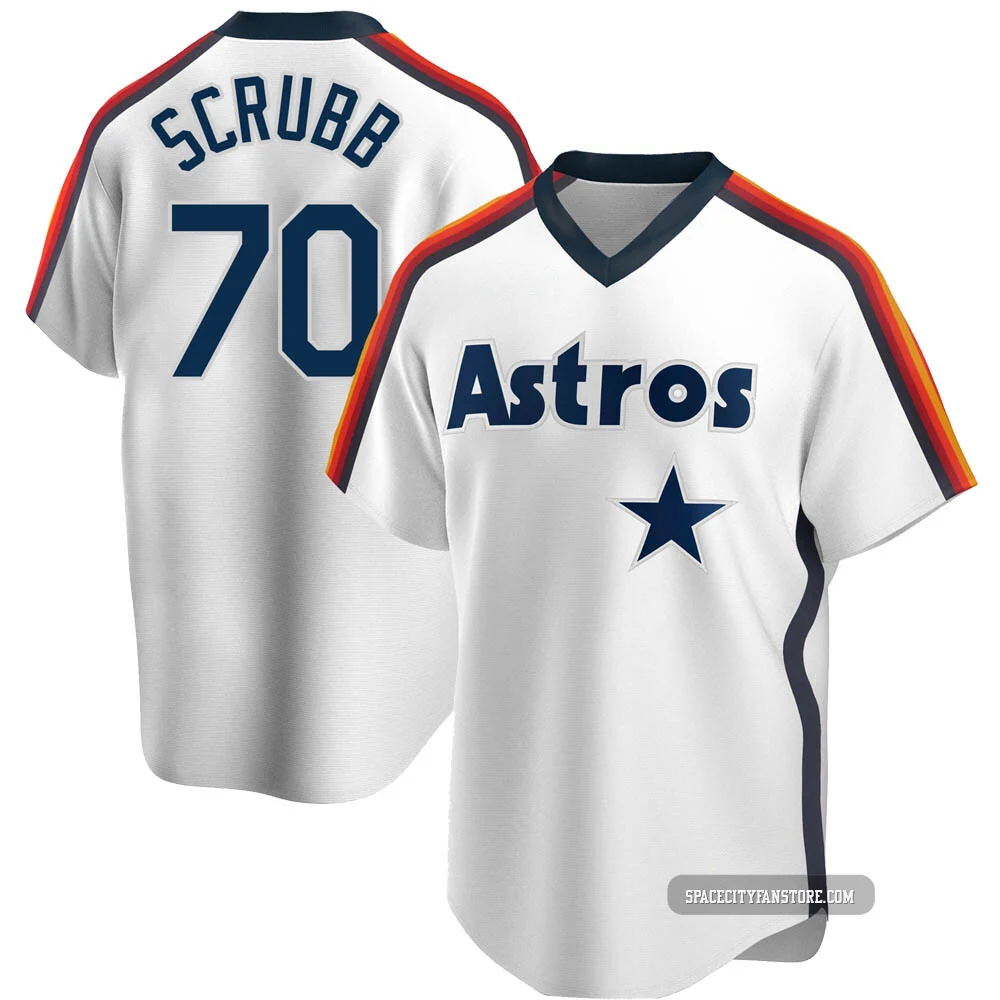 Men's Andre Scrubb Houston Astros ＃70 White Replica - Home Cooperstown Collection Team Jersey