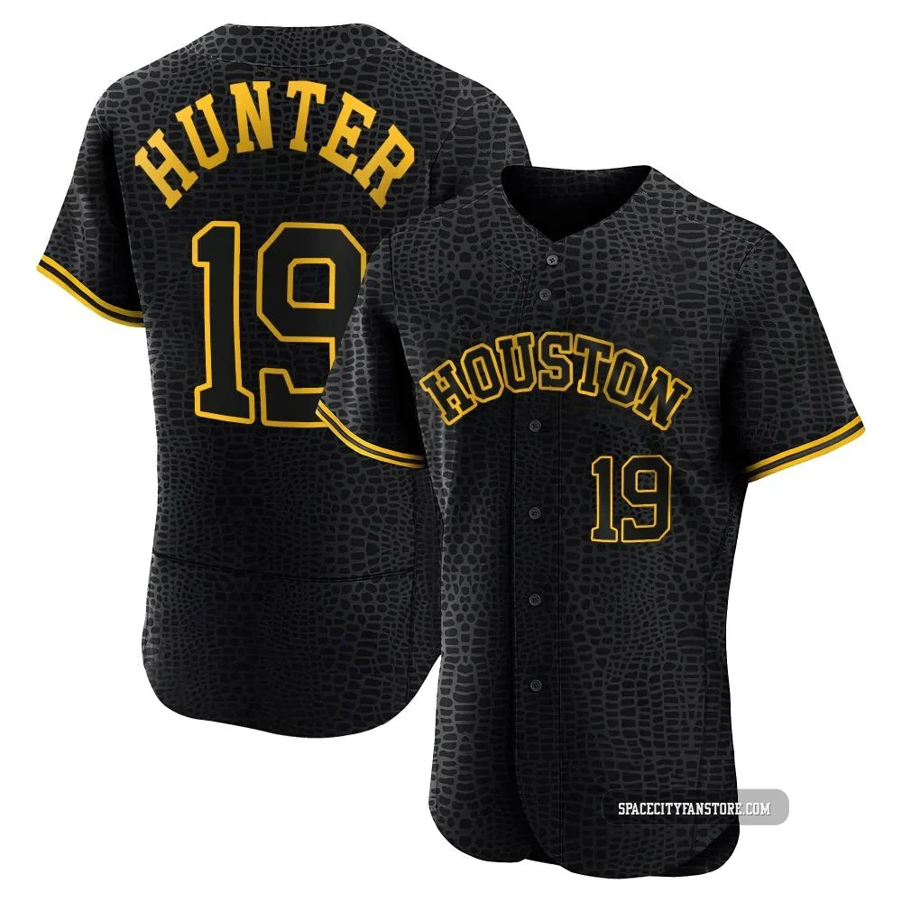 Men's Brian Hunter Houston Astros ＃19 Black Authentic - Snake Skin City Jersey