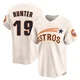 Men's Brian Hunter Houston Astros ＃19 Cream Limited - Throwback Cooperstown Collection Jersey