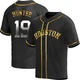 Men's Brian Hunter Houston Astros ＃19 Gold Replica - Black en Alternate Jersey