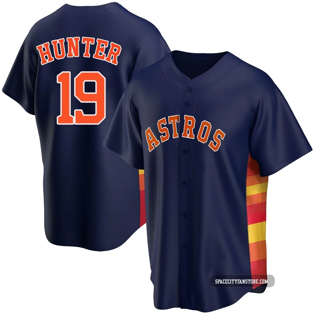 Men's Brian Hunter Houston Astros ＃19 Navy Replica - Alternate Jersey