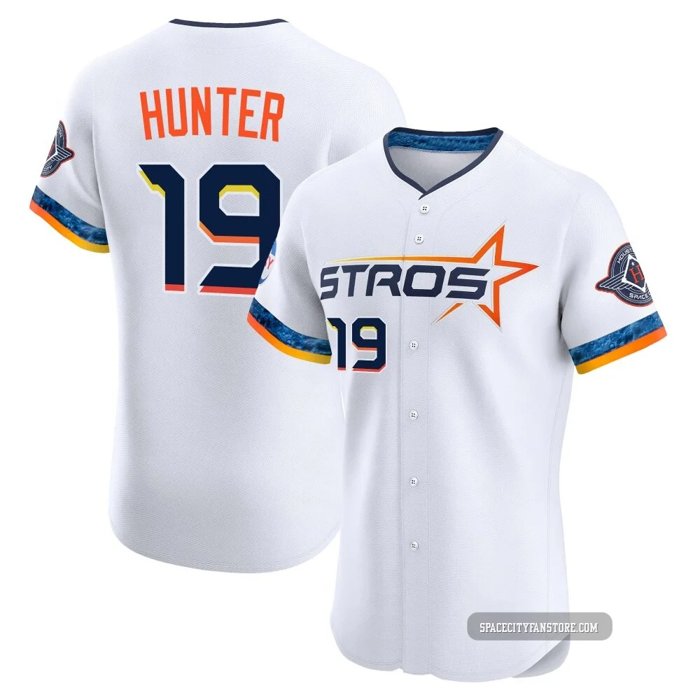 Men's Brian Hunter Houston Astros ＃19 White Elite - 2025 City Connect Jersey