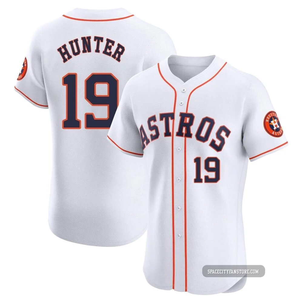 Men's Brian Hunter Houston Astros ＃19 White Elite - Home Jersey