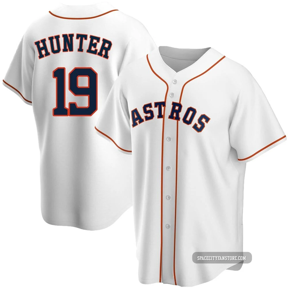 Men's Brian Hunter Houston Astros ＃19 White Replica - Home Jersey
