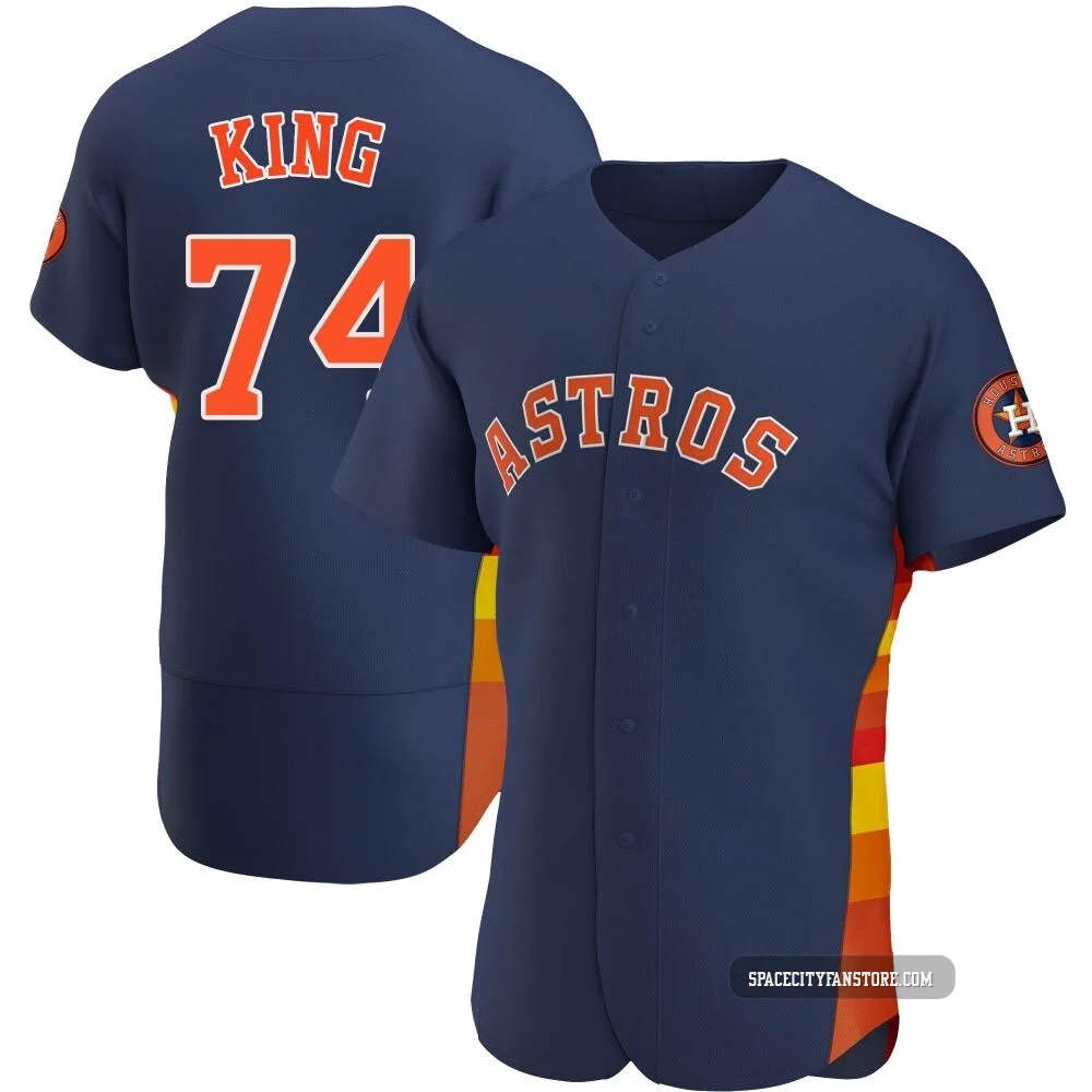 Men's Bryan King Houston Astros ＃74 Navy Authentic - Alternate Jersey