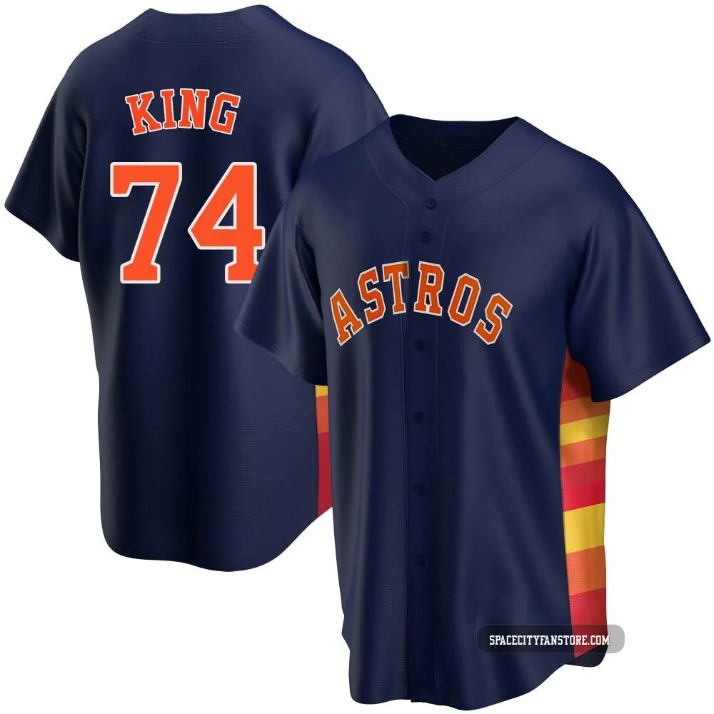 Men's Bryan King Houston Astros ＃74 Navy Replica - Alternate Jersey