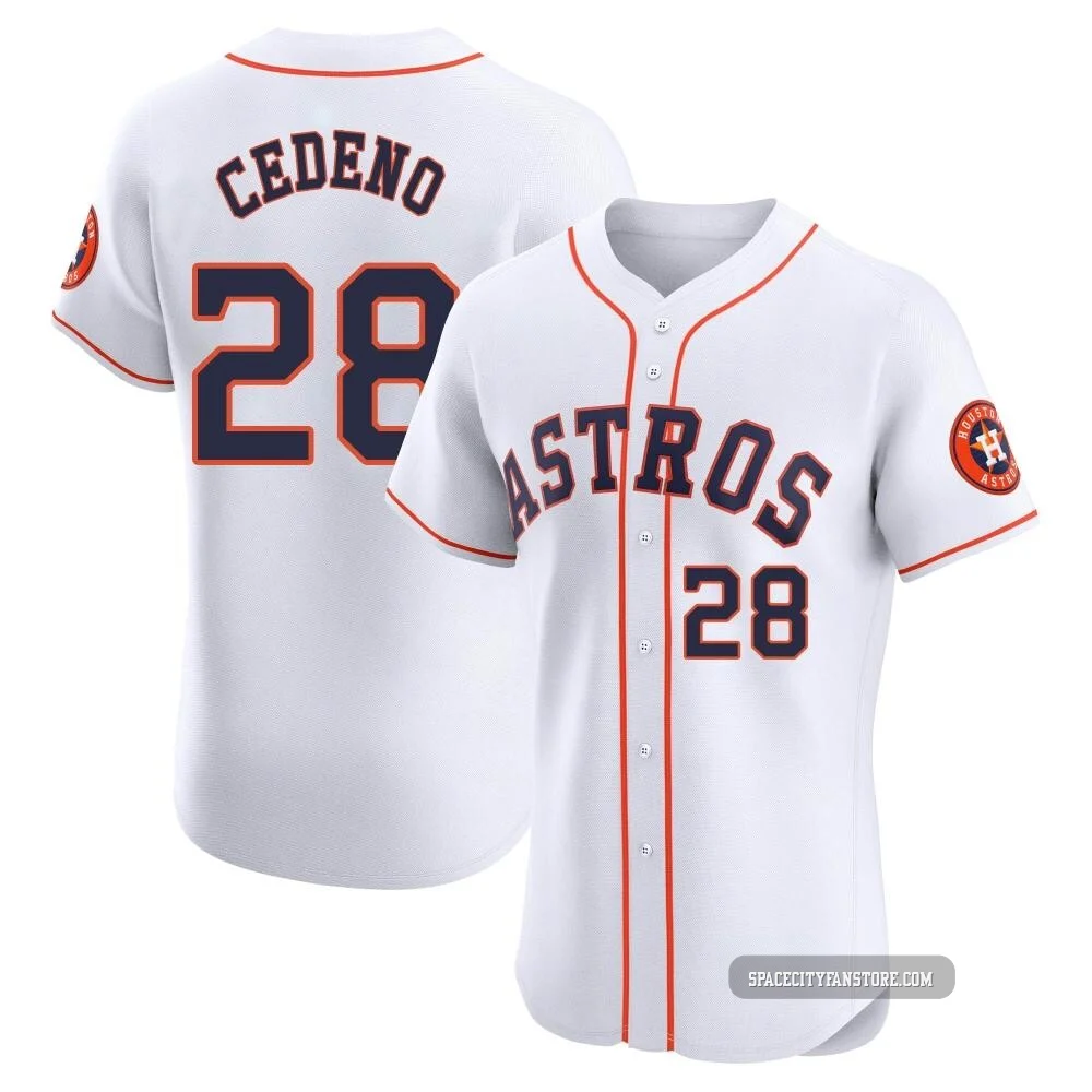 Men's Cesar Cedeno Houston Astros ＃28 White Elite - Home Jersey