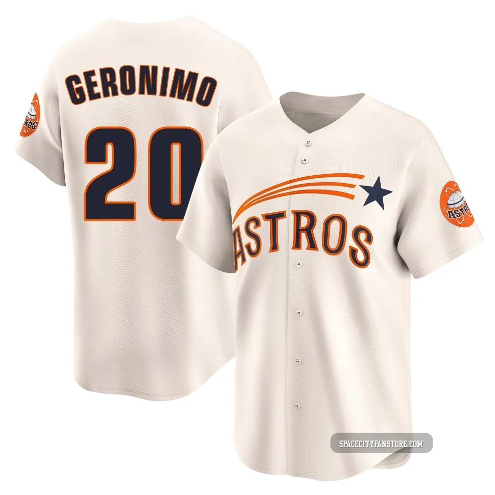 Men's Cesar Geronimo Houston Astros ＃20 Cream Limited - Throwback Cooperstown Collection Jersey