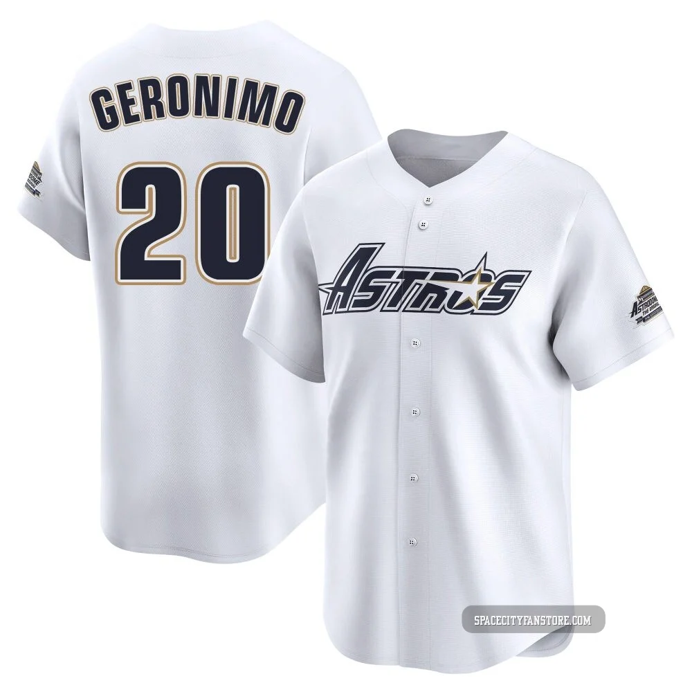 Men's Cesar Geronimo Houston Astros ＃20 White Limited - Throwback Cooperstown Collection Jersey