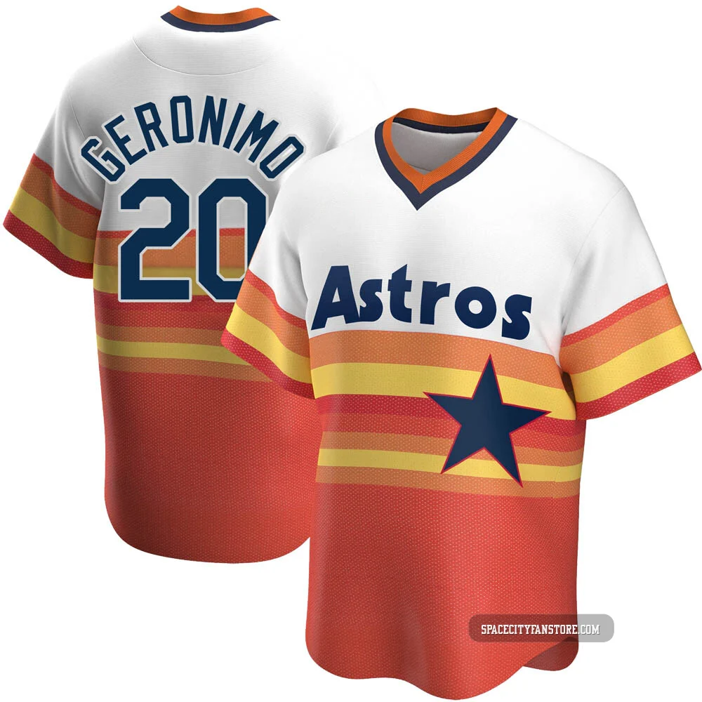 Men's Cesar Geronimo Houston Astros ＃20 White Replica - Home Cooperstown Collection Jersey