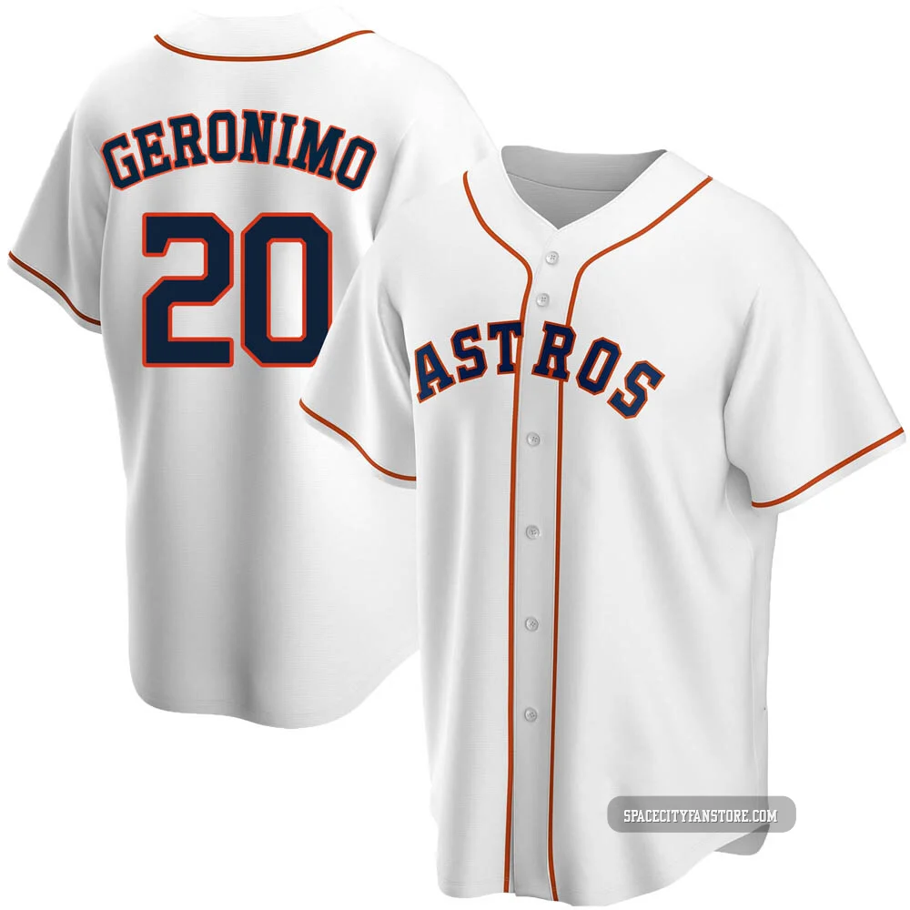 Men's Cesar Geronimo Houston Astros ＃20 White Replica - Home Jersey