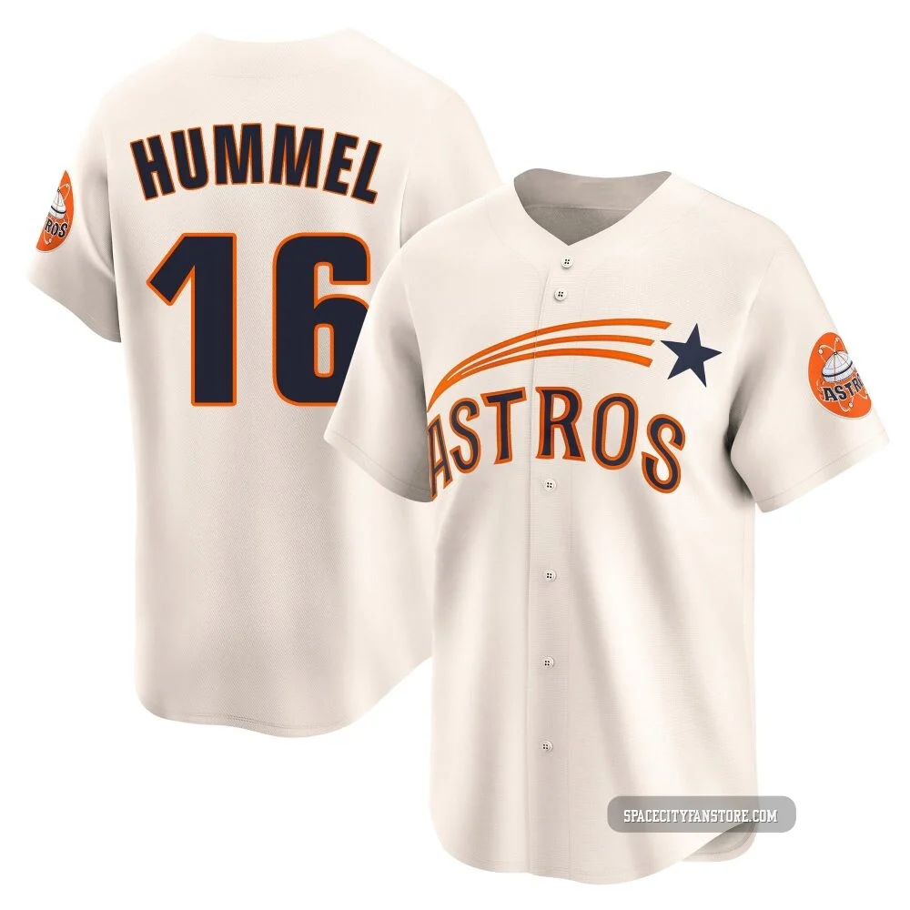 Men's Cooper Hummel Houston Astros ＃16 Cream Limited - Throwback Cooperstown Collection Jersey