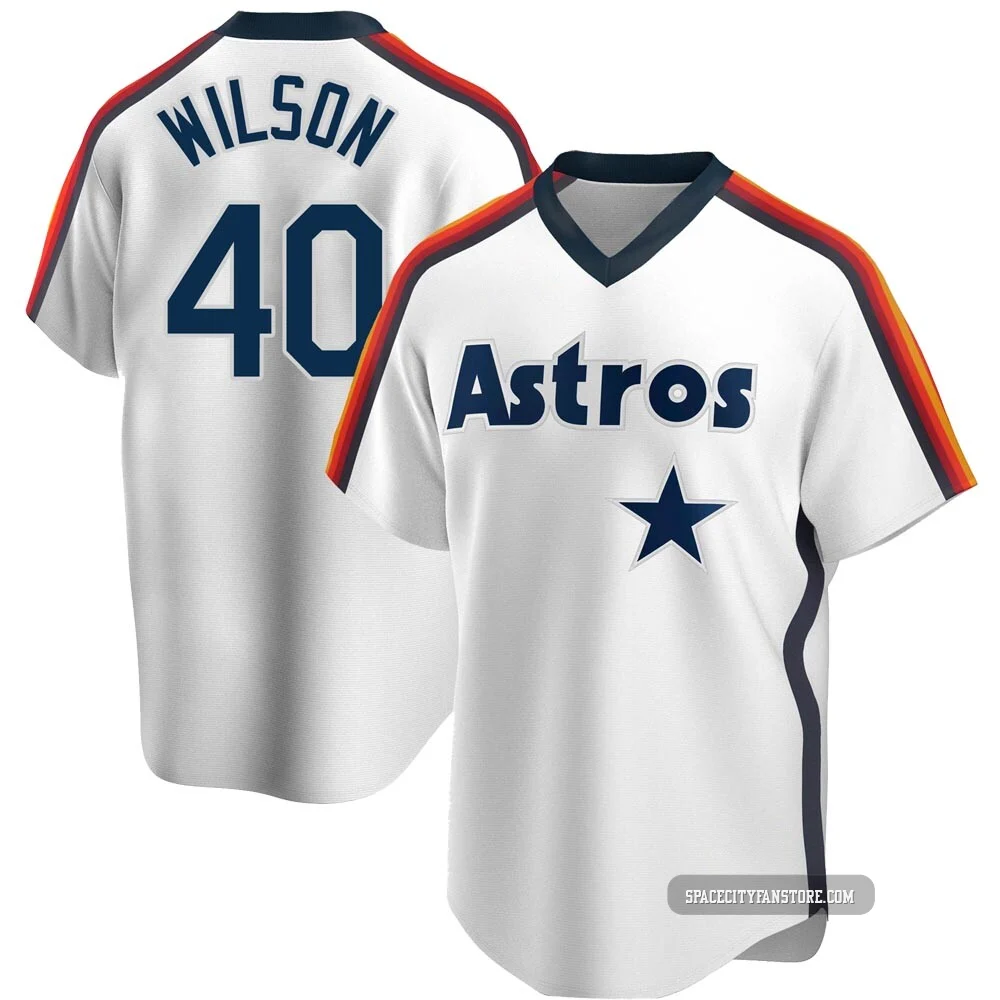 Men's Don Wilson Houston Astros ＃40 White Replica - Home Cooperstown Collection Team Jersey