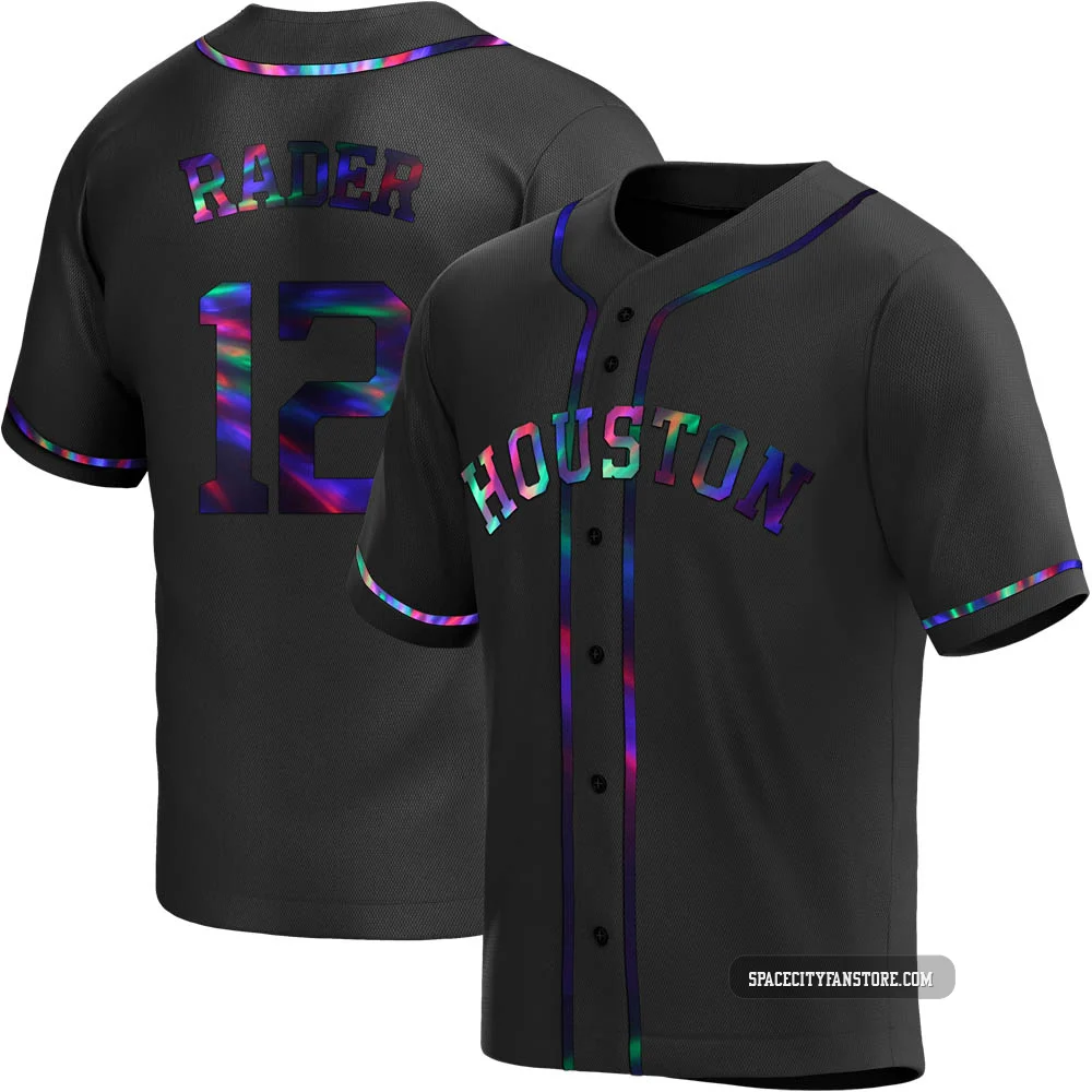 Men's Doug Rader Houston Astros ＃12 Black Replica - Holographic Alternate Jersey