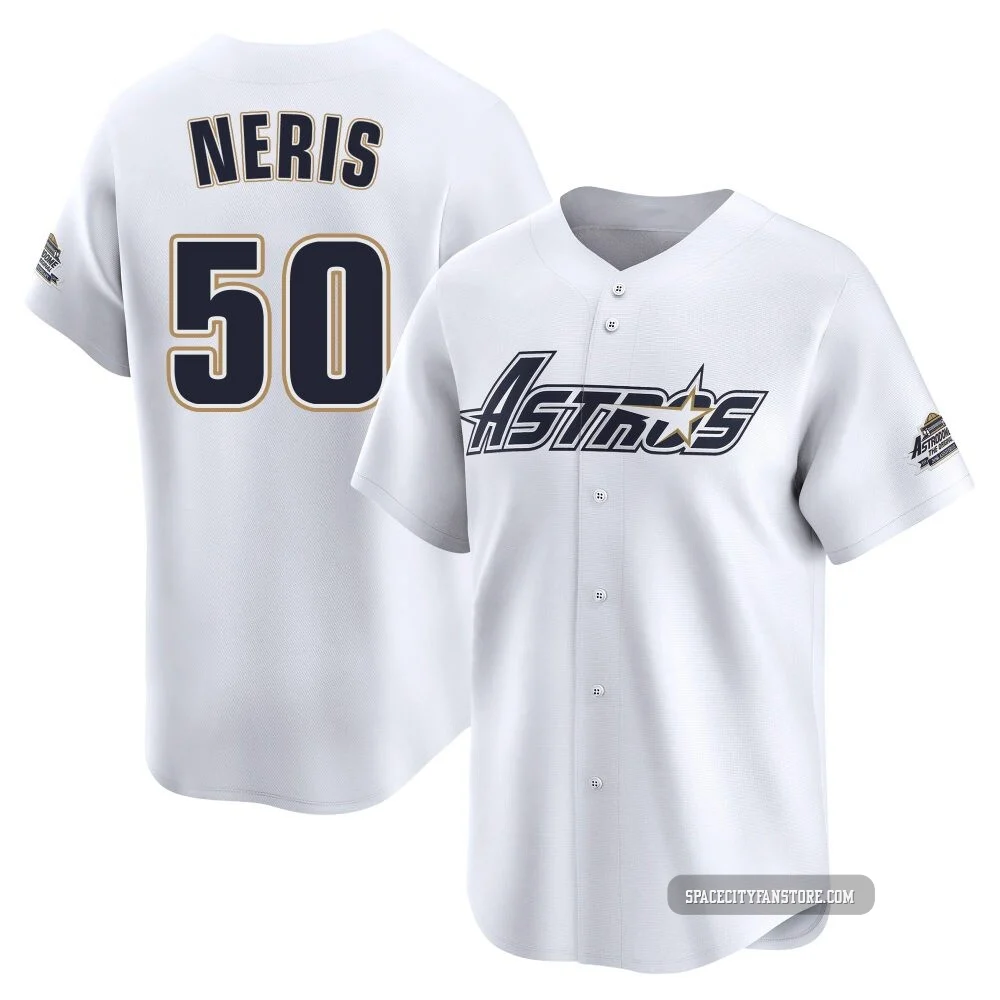 Men's Hector Neris Houston Astros ＃50 White Limited - Throwback Cooperstown Collection Jersey
