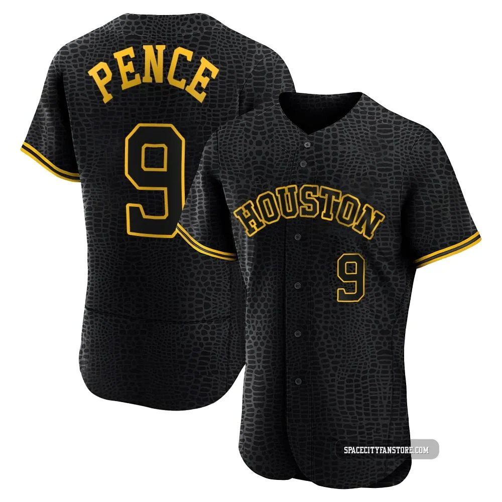 Men's Hunter Pence Houston Astros ＃9 Black Authentic - Snake Skin City Jersey