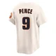 Men's Hunter Pence Houston Astros ＃9 Cream Limited - Throwback Cooperstown Collection Jersey