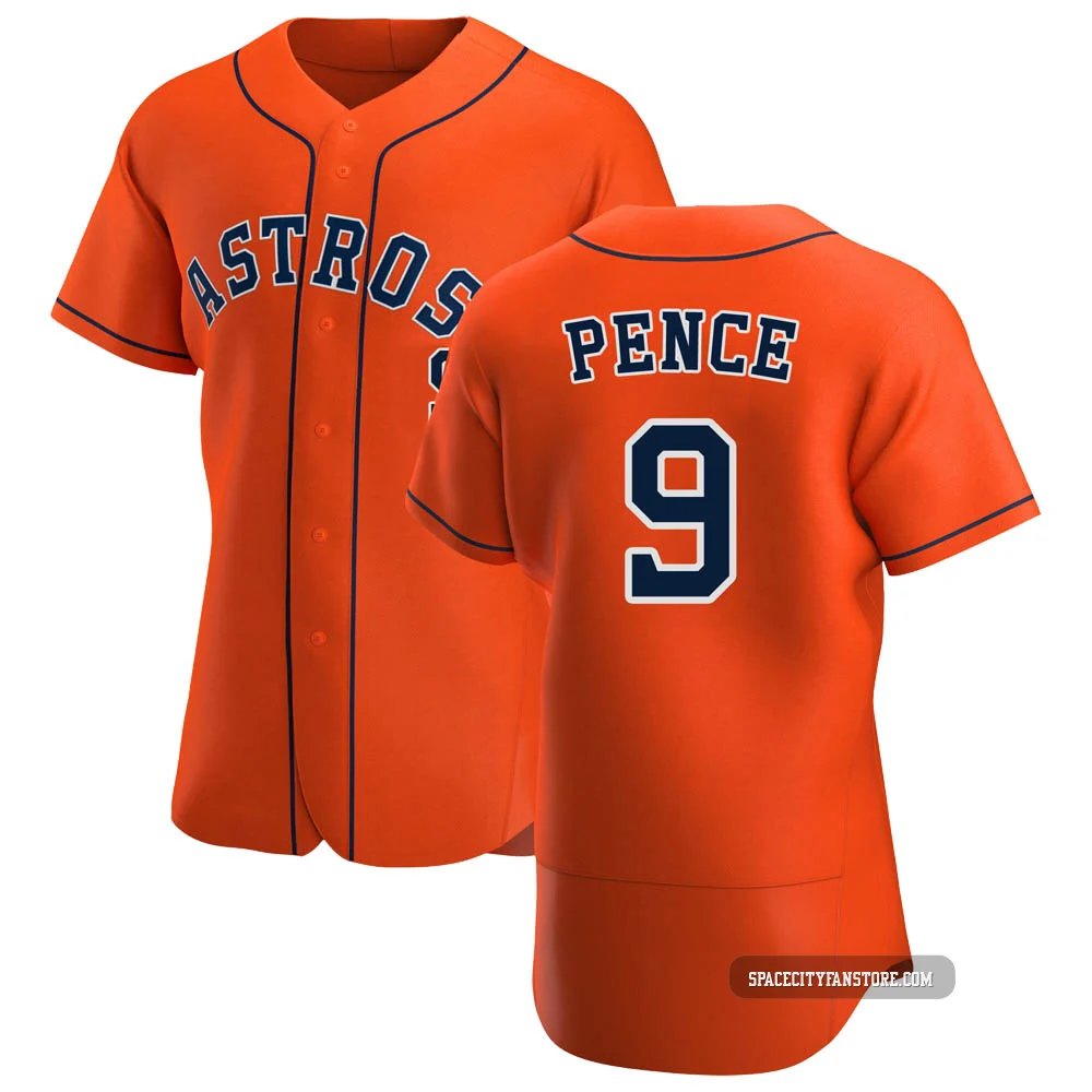 Men's Hunter Pence Houston Astros ＃9 Orange Authentic - Alternate Jersey