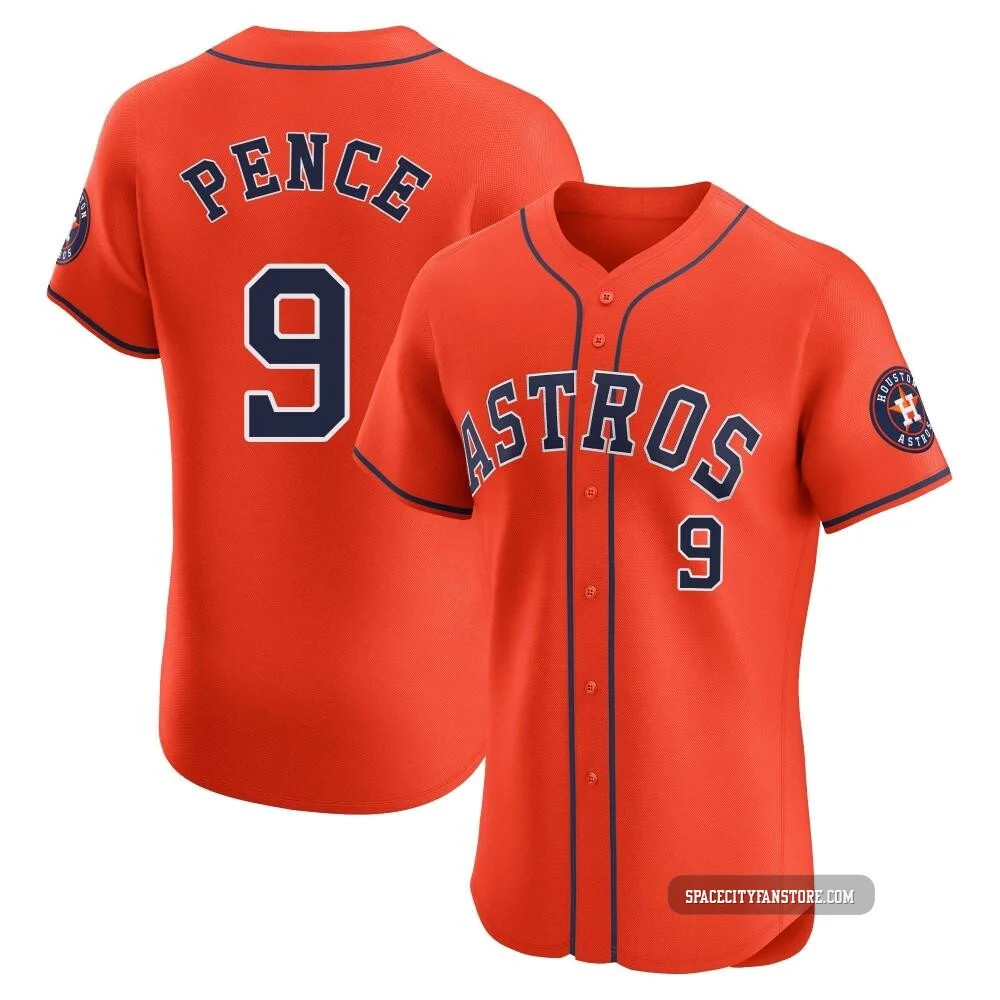 Men's Hunter Pence Houston Astros ＃9 Orange Elite - Alternate Vapor Premier Jersey