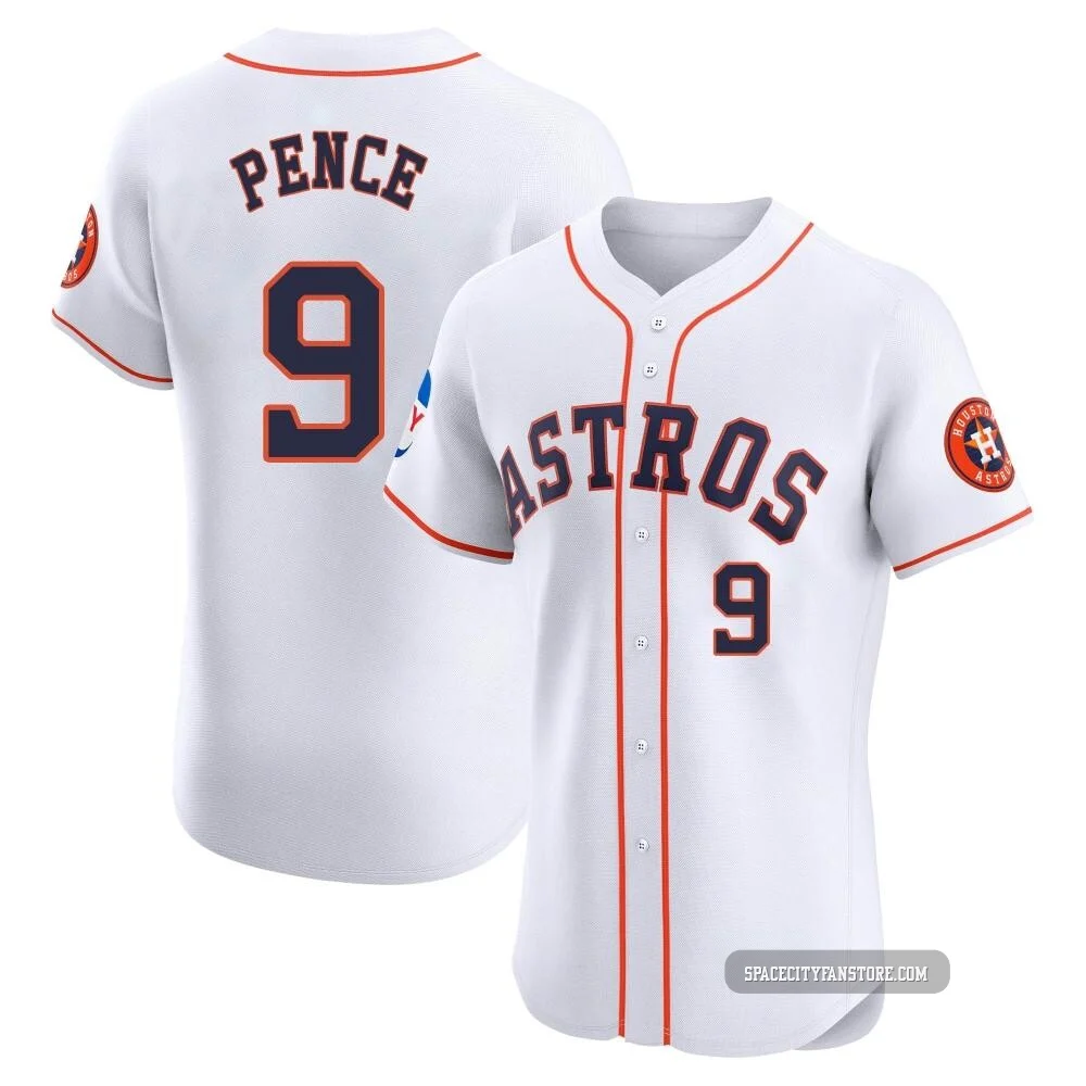 Men's Hunter Pence Houston Astros ＃9 White Elite - Home Patch Jersey