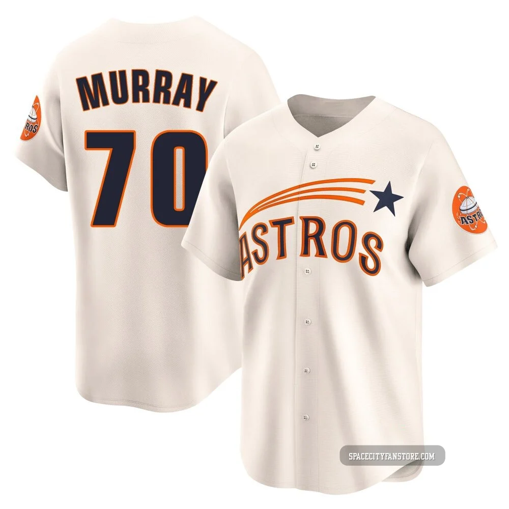 Men's Jayden Murray Houston Astros ＃70 Cream Limited - Throwback Cooperstown Collection Jersey