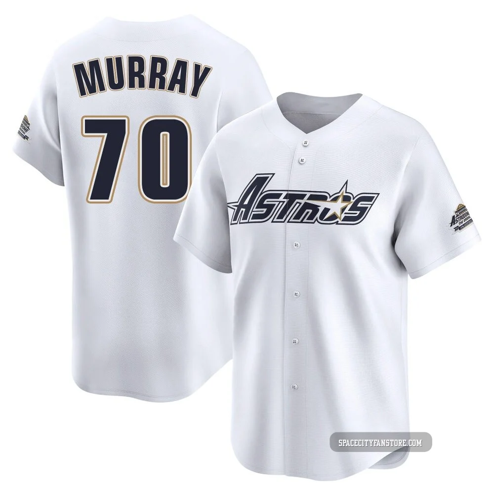 Men's Jayden Murray Houston Astros ＃70 White Limited - Throwback Cooperstown Collection Jersey