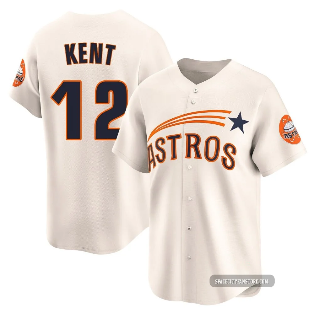Men's Jeff Kent Houston Astros ＃12 Cream Limited - Throwback Cooperstown Collection Jersey