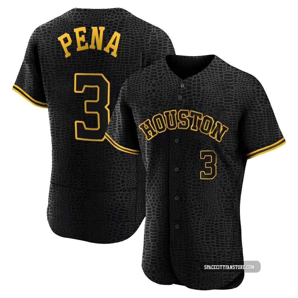 Men's Jeremy Pena Houston Astros ＃3 Black Authentic - Snake Skin City Jersey
