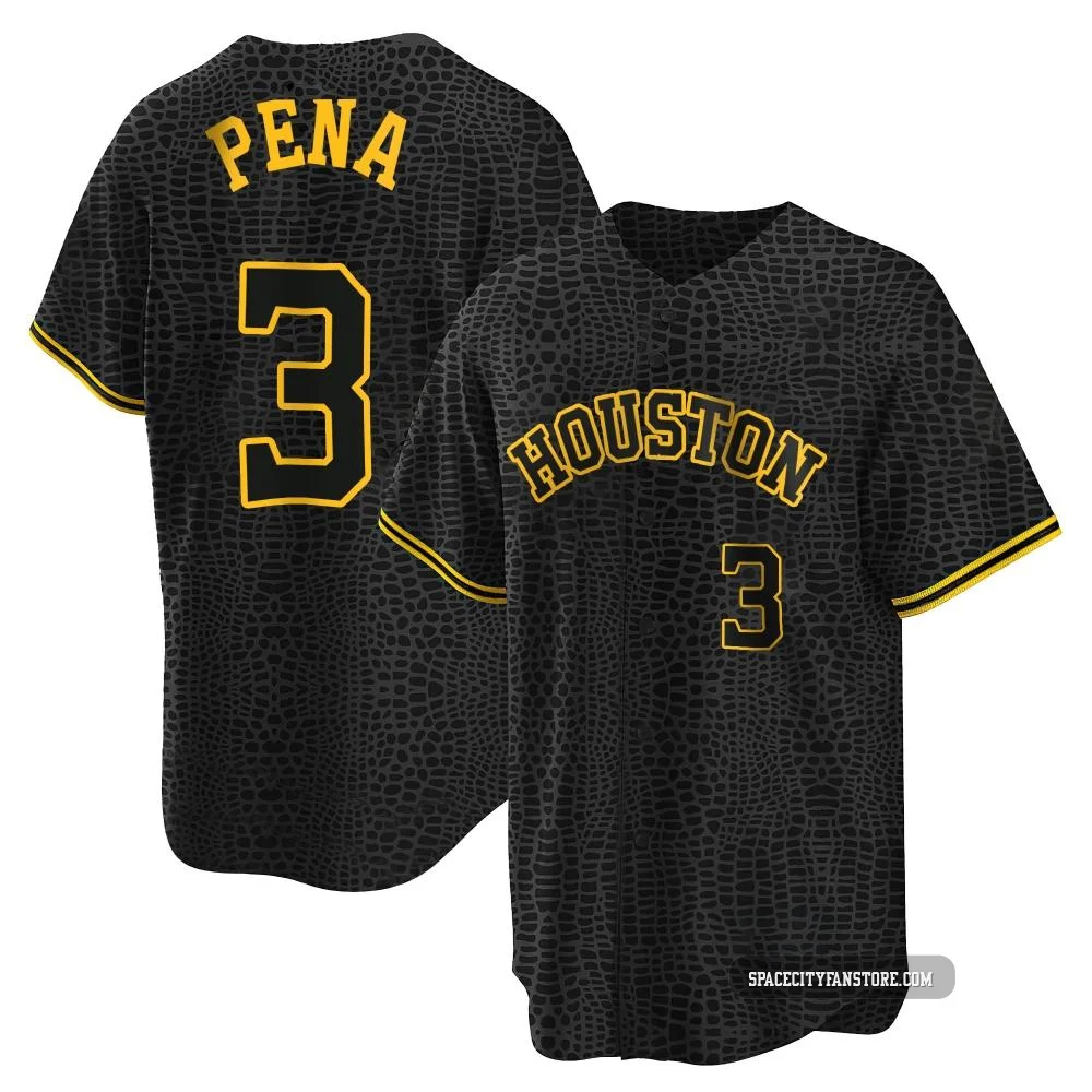 Men's Jeremy Pena Houston Astros ＃3 Black Replica - Snake Skin City Jersey