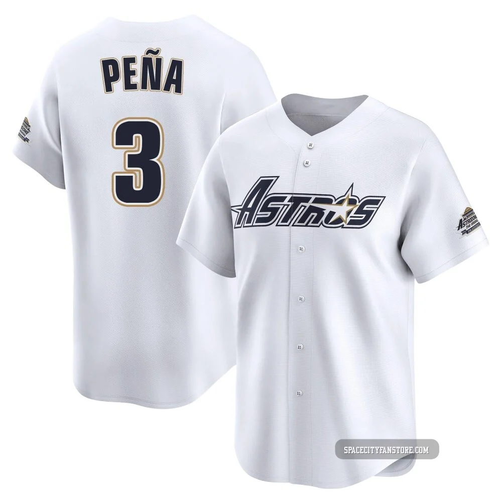 Men's Jeremy Pena Houston Astros ＃3 White Limited - Throwback Cooperstown Collection Jersey