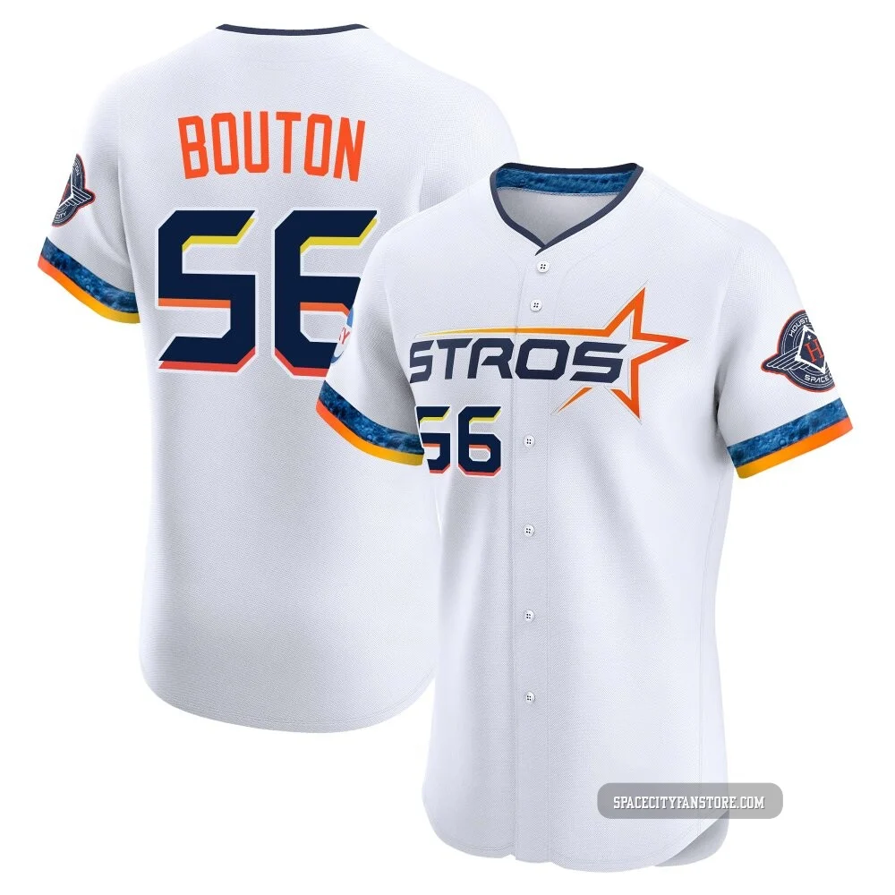 Men's Jim Bouton Houston Astros ＃56 White Elite - 2025 City Connect Jersey