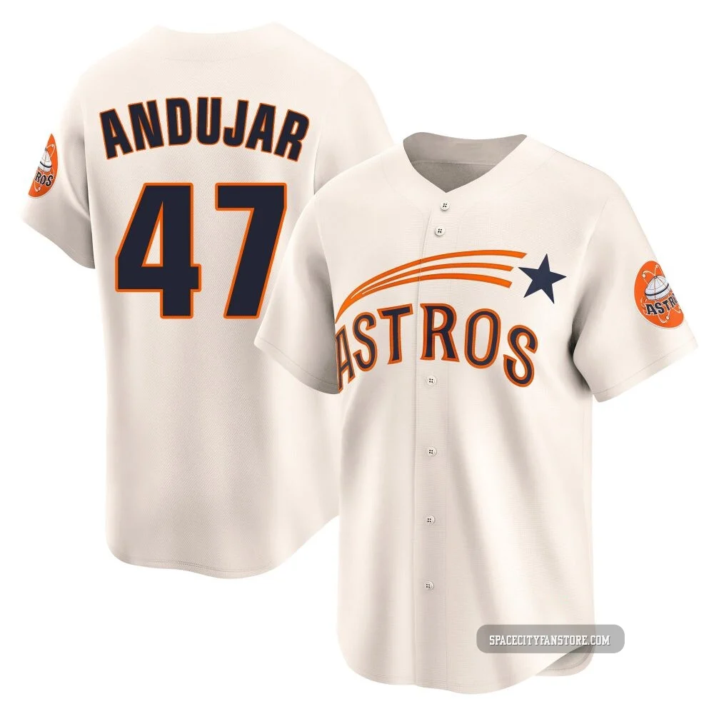 Men's Joaquin Andujar Houston Astros ＃47 Cream Limited - Throwback Cooperstown Collection Jersey