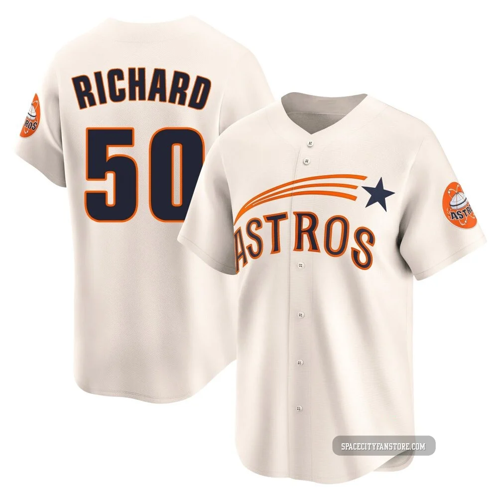Men's J.R. Richard Houston Astros ＃50 Cream Limited - Throwback Cooperstown Collection Jersey