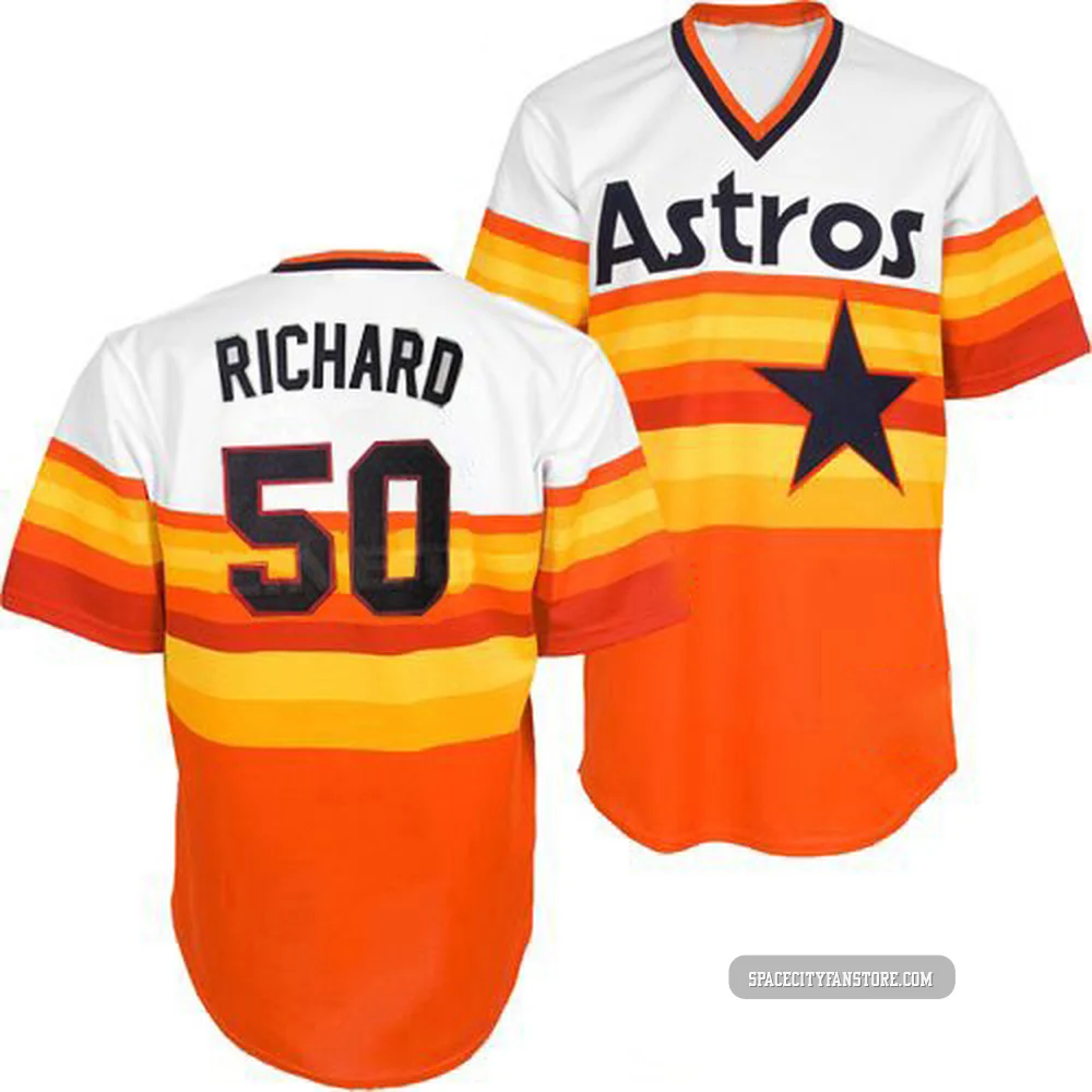 Men's J.R. Richard Houston Astros ＃50 White/Orange Replica - Throwback Jersey