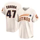 Men's Kenedy Corona Houston Astros ＃47 Cream Limited - Throwback Cooperstown Collection Jersey