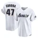 Men's Kenedy Corona Houston Astros ＃47 White Limited - Throwback Cooperstown Collection Jersey