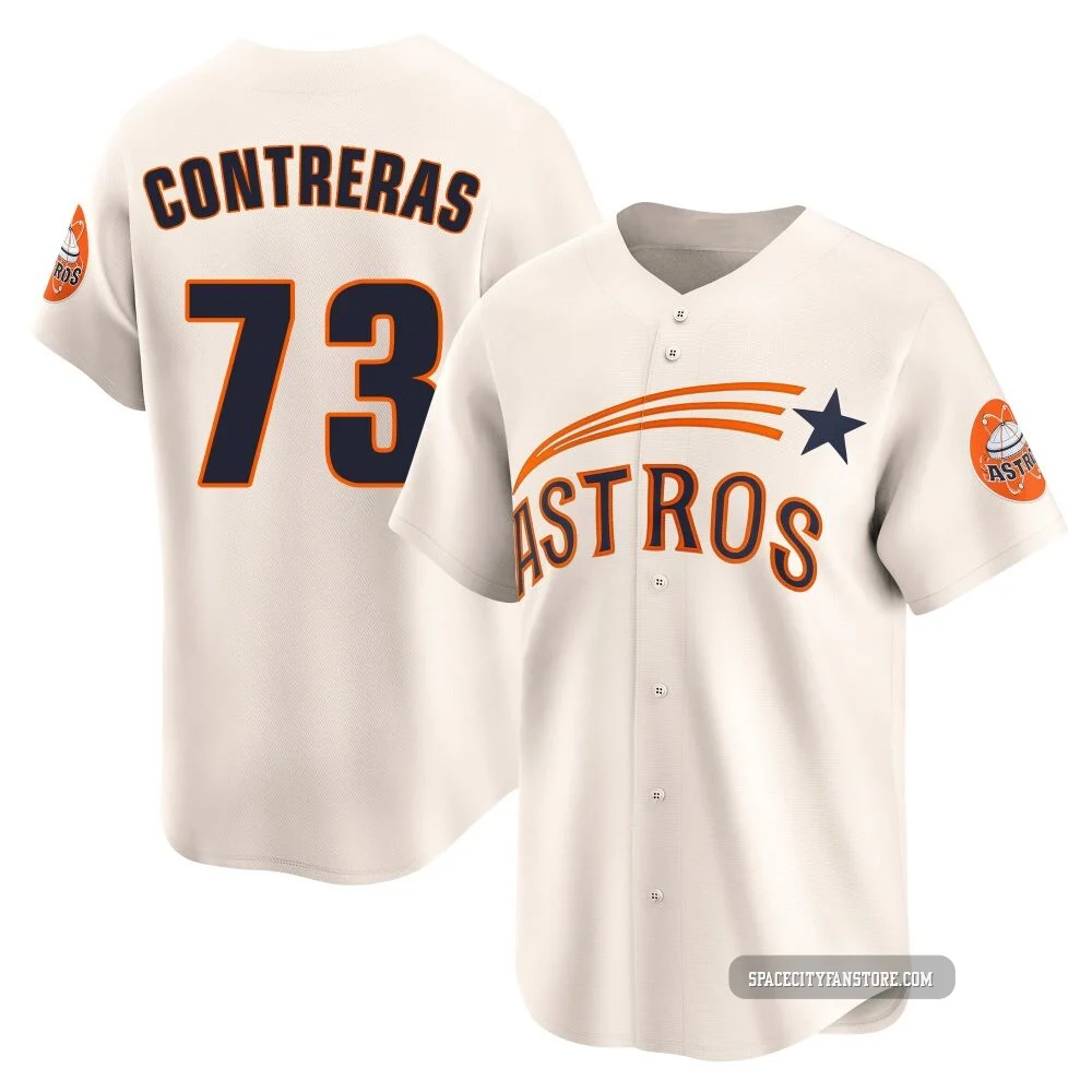 Men's Luis Contreras Houston Astros ＃73 Cream Limited - Throwback Cooperstown Collection Jersey