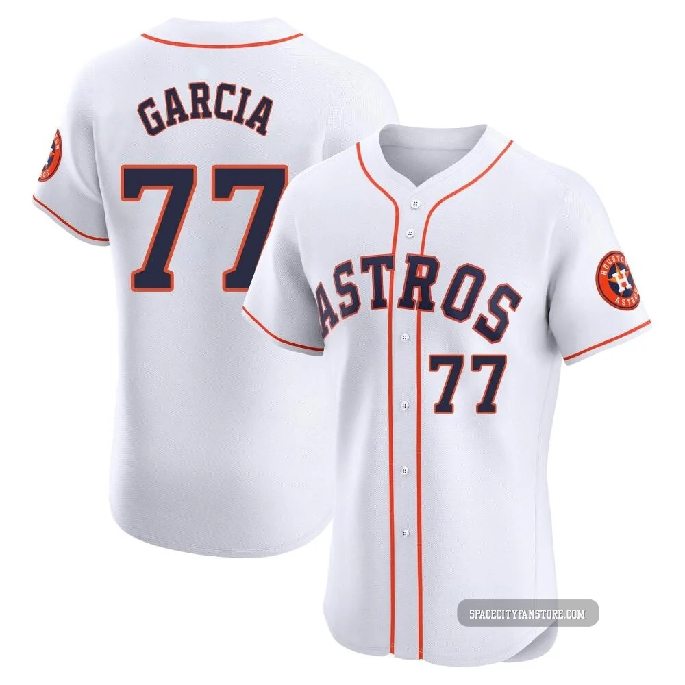 Men's Luis Garcia Houston Astros ＃77 White Elite - Home Jersey