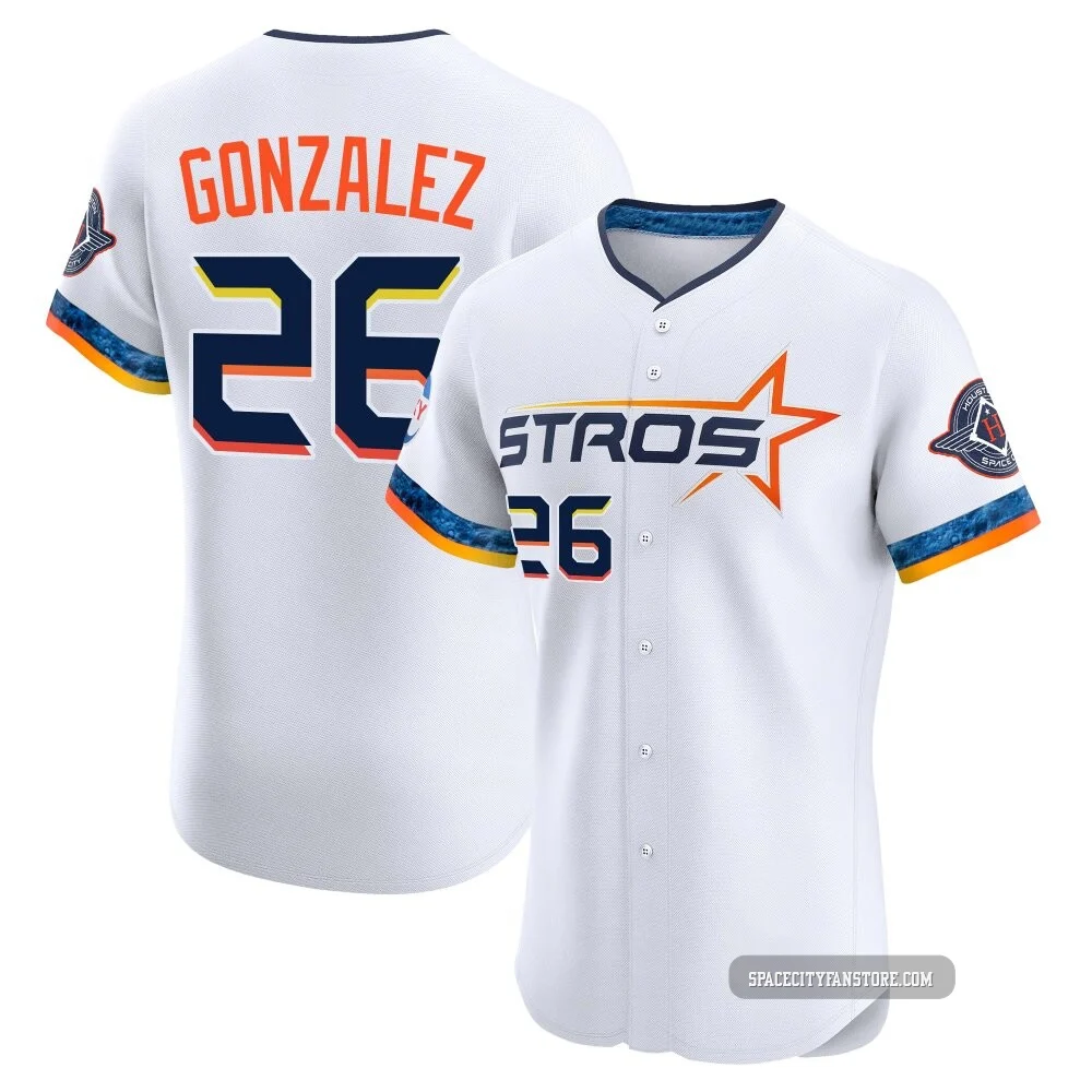 Men's Luis Gonzalez Houston Astros ＃26 White Elite - 2025 City Connect Jersey