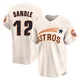 Men's Michael Sandle Houston Astros ＃12 Cream Limited - Throwback Cooperstown Collection Jersey
