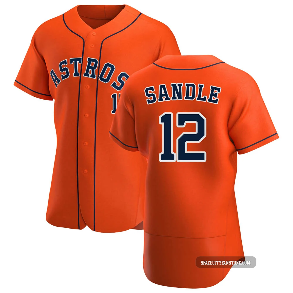 Men's Michael Sandle Houston Astros ＃12 Orange Authentic - Alternate Jersey