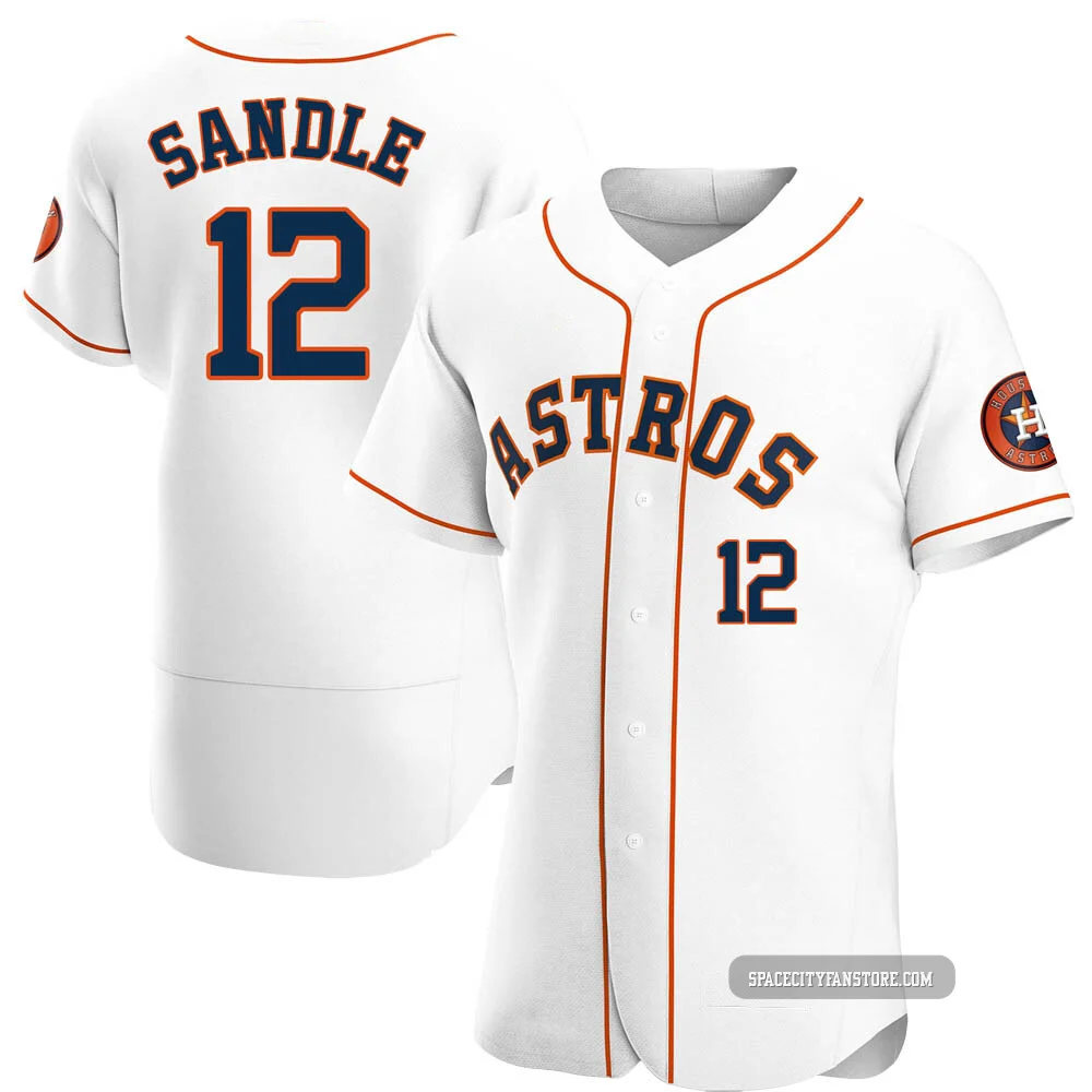 Men's Michael Sandle Houston Astros ＃12 White Authentic - Home Jersey